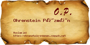 Ohrenstein Pázmán névjegykártya